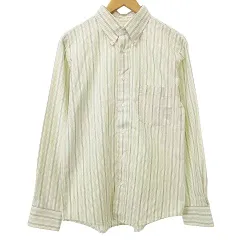 アロー ARROW 80s ストライプ シャツ 長袖 ボタンダウン カナダ製 16-34/35 アイボリー系