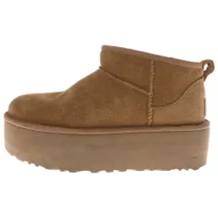 UGG (アグ) classic ultra mini platform クラシック ウルトラ ミニ プラットフォーム ムートン ブーツ ブラウン US7/24cm 1135092 レディース