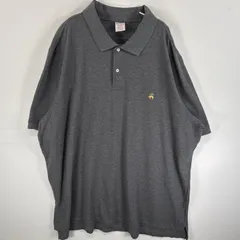 古着 ブルックスブラザーズ Brooks Brothers 半袖 ポロシャツ ワンポイント ロゴ 刺繍 2ボタン 大きいサイズ 3XL  グレー 無地 メンズ