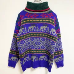 古着 used　80s　Eddie Bauer エディーバウアー　長袖ノルディックニット　セーター　タートルネック　Sサイズ