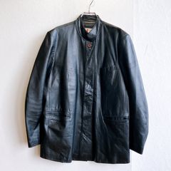 マテリアル バイ イタリー MATERIAL By ITALY レザージャケット カーコート イタリア製 天然皮 リアルレザー 本革 スタンドカラー ヴィンテージ vintage ビンテージ 古着 大きめサイズ オーバーサイズ 高級感 上品 希少 レア