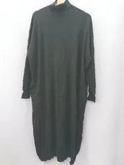 ◇ HANNE ハイネック　ニット生地　シンプル　厚手 長袖 ロング丈 ワンピース サイズF ブラック系 レディース E  【1506130014409】