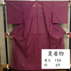 F251 夏絽　洗える色無地　洗える着物　えんじ色　夏着物