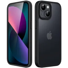 JEDirect マットケース iPhone 13 6.1インチ 耐衝撃性ミリタリーグレードの落下防止 つや消しの半透明の背面電話カバー 指紋防止 (ブラック) 1