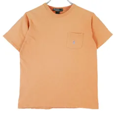 80sUSA製ポロバイラルフローレンPolo by Ralph Lauren半袖Tシャツ胸ポケットポニーロゴ刺?ワンポイントオレンジフェード緑タグvintageヴィンテージ40209