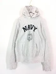 古着 90s USA製 Naval Academy 「NAVY」 ミリタリー リバース タイプ ヘビー スウェット パーカー M 