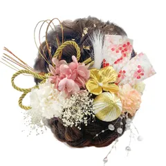 数量限定　[JZOON] 髪飾りドライフラワー ダリア 造花飾り 和玉 赤 ヘアアクセサリー 成人式 水引 ヘッドパーツ あじさい 振袖 着物 卒業式 七五三 浴衣 袴 結婚式 かすみ草 和装 造花 手作り 専用ケース付き