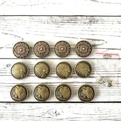 k018・レザークラフト コンチョ 12個セット ねじ式 ヴィンテージ風