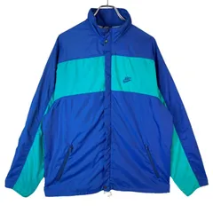 イタリア製70s80sナイキNikeナイロンジャケット裏地メッシュスウッシュロゴ刺繍ブルー青エメラルドグリーン緑vintageヴィンテージ40524