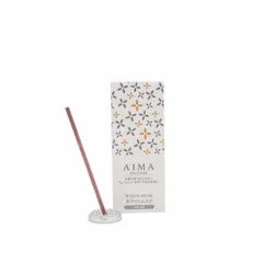 藤栄(FUJIEI) AIMA お香 ホワイトムスク お香立て付 15本入り 約7cm A-009 スティック タイプ 北欧 モダン 和洋折衷 リラックス 香り アロマ 日本製