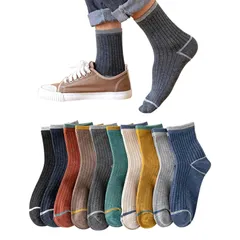 【まもなく終了】綿 10足セット【升版 通気吸汗】 クルーソックス カラフルソックス スポーツ ビジネス 春秋冬 紳士靴下 秋冬保温防寒 メンズ おしゃれ リブ柄くつした 靴下 24-27cm 春夏秋冬 [Yazon] くつ下