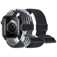 新品 【2枚入り】Knossen コンパチブル アップルウォッチ バンド 42/41/40/38mm 編み込み Apple Watch バンド ナイロン 磁気吸着式バックル 強力なマグネット アップルウォッチ スポーツベルト 伸縮性 iWatch Series