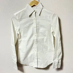 (^w^)b TRUSSARDI トラサルディ 長袖シャツ コットン 綿 ストレッチ ステッチ トップス 無地 シンプル レトロ おしゃれ 古着MIX カジュアル ホワイト 白 レディース サイズ40のサムネイル