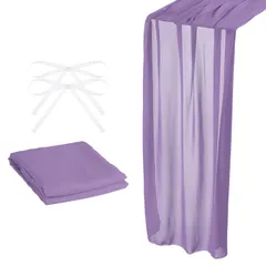 uxcell シフォンテーブルランナー 3 M 72 x 305 cm 素朴なガーゼテーブルクロス シアーウェディングテーブルランナー 結婚式 ブライダル パーティー テーブル装飾用 パープル