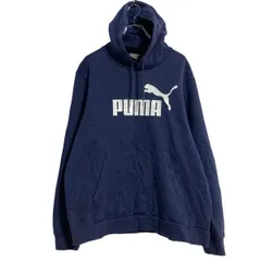 PUMA プリントスウェット パーカー XL ネイビー プーマ スポーツ プルオーバー 裏起毛 ビッグサイズ 古着卸 アメリカ仕入 a702-5514