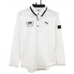 【超美品】プーマ 長袖ポロシャツ 白×黒 襟ライン  メンズ M ゴルフウェア PUMA