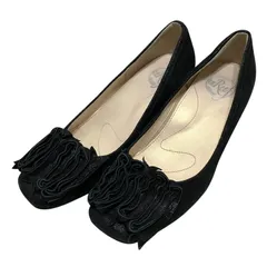 【美品】アンリーフ (24) パンプス スクエアトゥ 本革 レザー 希少デザイン