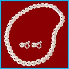 【在庫セール】】真珠 セット 8mm イヤリング 結婚式 パールピアス 冠婚葬祭 卒業式 選べる 入学式 【 アクセサリー [ 【 まつよ 真珠のネックレス 花珠貝パール 花珠貝パール ] 長さ: マグネット式 45cm 】 色: ホワイト 日本製 セット:
