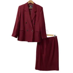 美品 BURBERRYS バーバリーズ バーバリー ヴィンテージ ダブルブレスト ジャケット スカート スーツ セットアップ 11/13 ボルドー レディース 古着 中古 USED