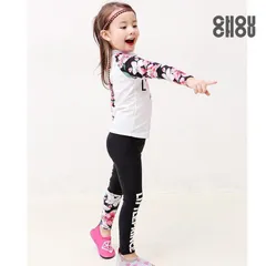 水着 女の子 2点セット ラッシュガード レギンス スクール水着 キッズ 長袖 スタンドカラー スクール スイムスーツ UVカット 日焼け防止 水遊び 夏 水泳