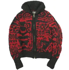 RRL ダブルアールエル HAND KNIT NATIVE SHAWL COLLAR CARDIGAN ハンドニット ネイティブショールカラーカーディガン 782567487001 XS RED/BLACK Double RL ジップアップ カウチン トップス