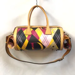 Christian Dior　クリスチャン　ディオール　ヴィンテージ　チェック柄　レザー　コーティングキャンバス　ボストン　2way ショルダーバッグ　ハンドバッグ　バッグ