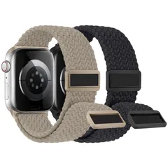 【2枚入り】Knossen コンパチブル アップルウォッチ バンド 41mm 40mm 38mm 編み込み Apple Watch バンド ナイロン 磁気吸着式バックル 強力なマグネット アップルウォッチ スポーツバンド 伸縮性 iWatch Serie