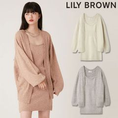 【SALE10%OFF】【即納】 リリーブラウン LILY BROWN ワンピース 24秋冬 ニットカーデセットミニワンピース ノースリーブ 長袖 ミニ丈 カーディガン lwno244073