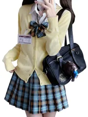 新品 [Sivrusn] 女子高生 制服 カーディガン スクール Vネック ニットウェア チェックスカート 長袖シャツ 蝶結び 4点セット 女子高校生 コスプレ 学生服 女の子 JK制服 コスチューム 仮装 卒業式 入学式 学園祭 文化祭