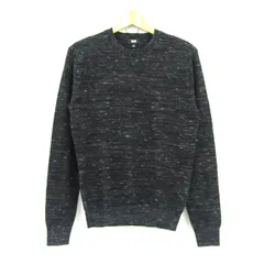 ユニクロ セーター トップス クルーネック ニット ウール混 メンズ Sサイズ ブラック UNIQLO 【中古】