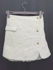 ◇ ◎ ●未使用● callautia カラウティア ツイード ラップ巻き風 ショートパンツ サイズL ホワイト レディース P  【1406240038411】