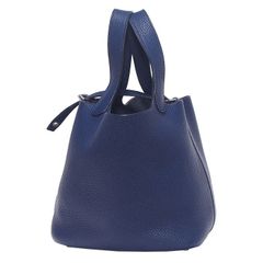 エルメス HERMES ピコタンロック PM ハンドバッグ □R刻印 ブルーサフィール シルバー金具 トリヨンクレマンス