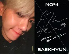 【中古】コレクションカード(男性) EXO/ベクヒョン(BAEKHYUN)/バストアップ・衣装黒・口閉じ・笑顔・裏面印刷サイン入り/CD「OBSESSION」(EXO Ver. )封入特典フォトカード