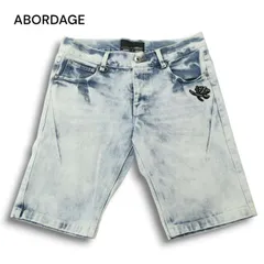 ABORDAGE アボルダージュ ヒロムタカハラ ラインストーン ワッペン★ 加工 デニム ショート パンツ ジーンズ Sz.46 メンズ