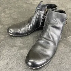 406【極美品】ARGIS レザーブーツ 黒 サイドジップ 41/約26cm) ALPHA CUBIC ブーツ リアルレザー やわらかサイドジップショート
