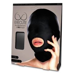 EXECUTE セクシーランジェリー 口開き マスク フェイスマスク セクシー コスチューム マイクロファイバー マスク 黒 日本製 M～L サイズ エグゼキュート MK003