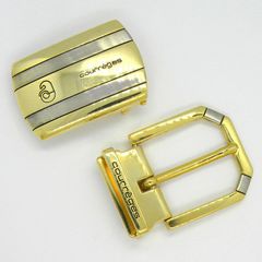 クレージュ courreges バックル 2点セット ゴールドｘシルバー コンビ メンズ ベルト 男性 アパレル ブランド【中古】【ネコポス配送】