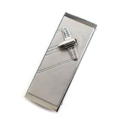 美品◆21SS Cartier カルティエ サントス ブルー スピネルポイント 飛行機デザイン マネークリップ シルバー フランス製 箱付き オススメ◎のサムネイル