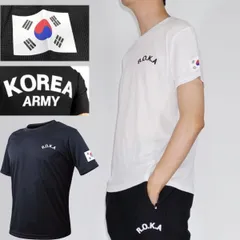 韓国直輸入 ROKA Tシャツ 半袖 黒 白 ブラック ホワイト 軍服 軍人 韓国 韓国雑貨 韓国服 かっこいい かわいい プレゼント 軍人Tシャツ運動 スポーツ ジム メンズ レディース KOREA ARMY コリアアーミー 韓国軍隊Tシャツ カップル
