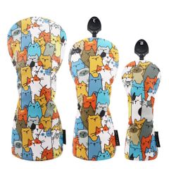 ゴルフヘッドカバー ドライバー DR 用 ウッド FW 用 ユーティリティ UT用カバー　1点 ねこちゃんたちが大集合
