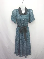 ◇ ⊂ パレモストア 総レース 花柄 キレイめ フェミニン 半袖 膝下丈 ワンピース サイズM グリーン系 レディース E  【1507160026035】