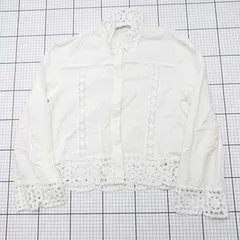 ◇ ⊂ ZARA ザラ 透け柄 長袖 長袖シャツ サイズL ホワイト系 レディース E  【1509190036510】