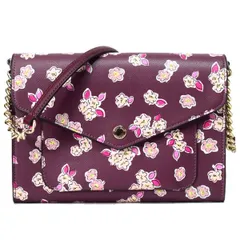 ケイトスペード バッグ katespade PVC レザー 花柄 フラワー ラメ ロゴ フラップ クロスボディ 2way クラッチ 斜めがけ ウォレット チェーン ショルダーバッグ ディープベリー K9341