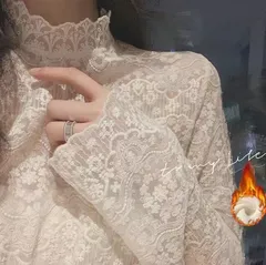 インナー レディース レース シアー トップス 裏起毛 透け感 M250417-243