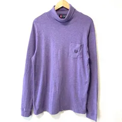 (^w^)b CHAPS チャップス ラルフローレン コットン100% タートルネック 長袖 カットソー ニット 胸ポケット ロゴ刺繍 シンプル ゴルフ golf カジュアル トップス パープル 紫 メンズ 男性 サイズ LL