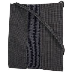 【在庫一掃】 エルメス HERMES エールライン ポシェット Hロゴ 斜め掛け ショルダーバッグ ナイロンキャンバス グレー ブラック レディース 【中古】