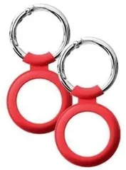 I031 Airtagケース シリコン エアタグキーホルダー レッド 2個セット