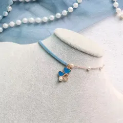 ブルーハート パール ネックレス 真珠のペンダント チョーカー ジュエリー