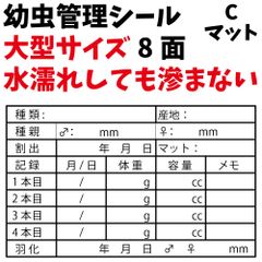 大きいサイズ 幼虫管理ラベルC「マット」8面10シート80枚 オオクワガタ飼育用品 クワガタ