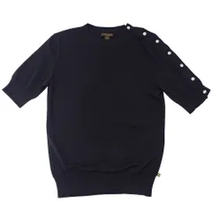 ルイヴィトン　半袖ニット　ボタン　リブ　ウール　M 黒　ブラック LOUIS VUITTON】ルイヴィトン『ロゴ パイル地 半袖ニット sizeS